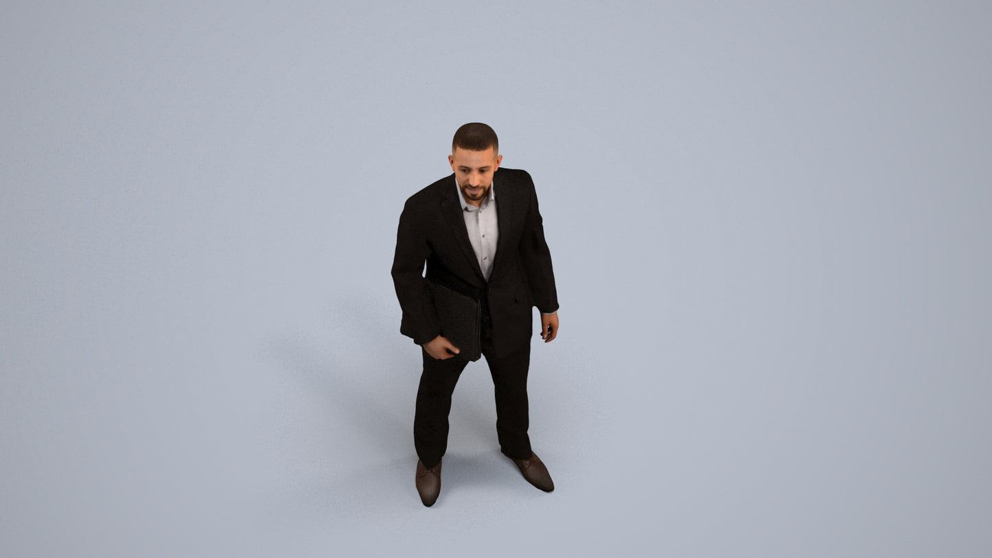 3D people model man business, scanned human for 3ds Max rendering, back view render