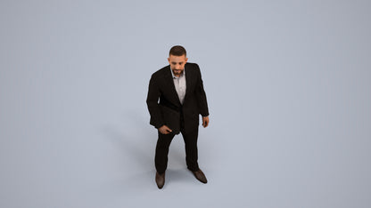 3D people model man business, scanned human for 3ds Max rendering, back view render