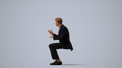 3D people model man business, scanned human for 3ds Max rendering, three-quarter view render