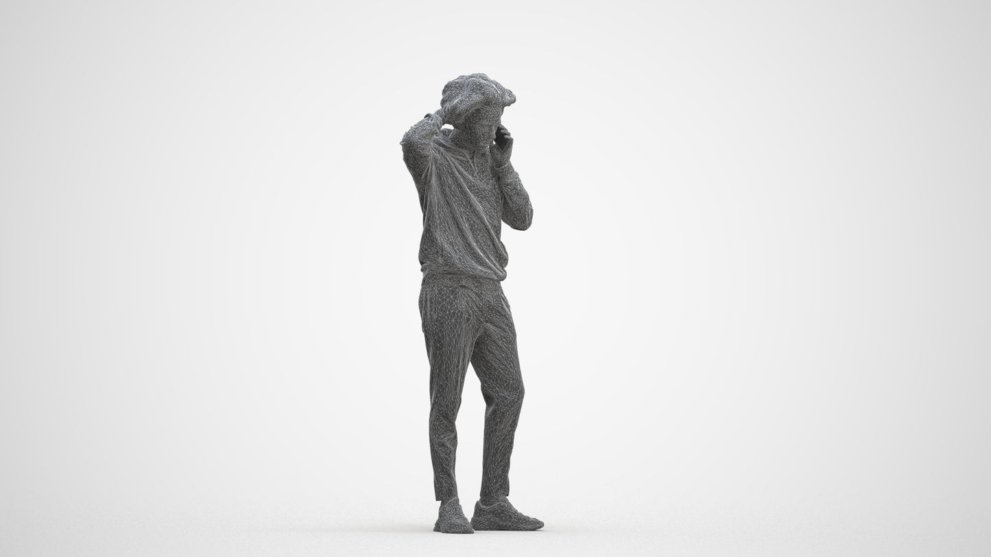 realistic 3D people man casual standing, render-ready for V-Ray and Corona, FBX OBJ, three-quarter front view render