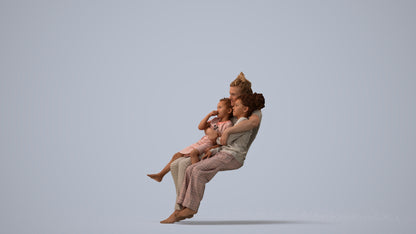 realistic 3D human girl kids, archviz people FBX OBJ for Blender, three-quarter view render
