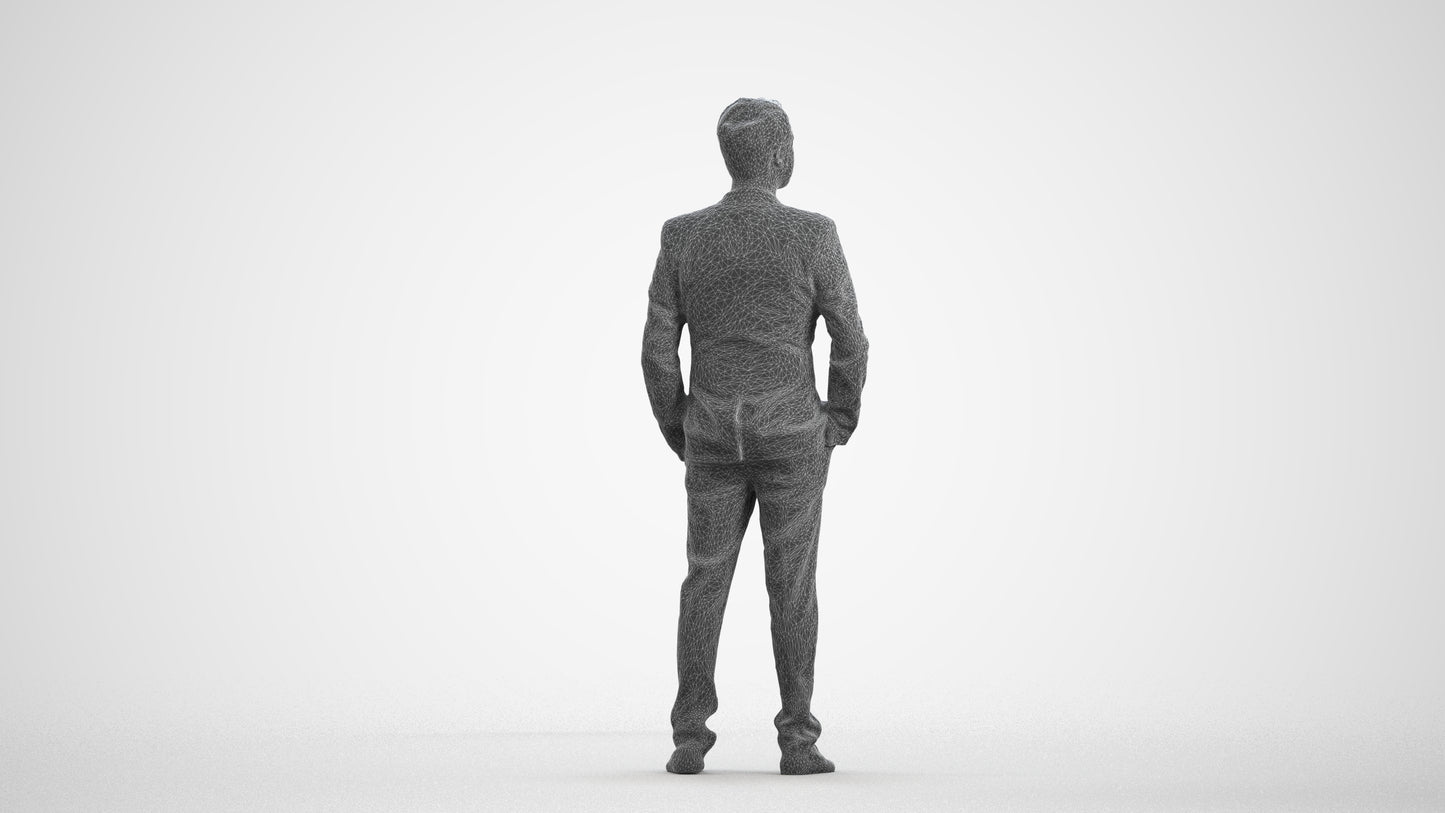 photogrammetry 3D man formal formalaffairs, realistic human model archviz FBX, wireframe front view