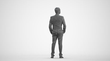 photogrammetry 3D man formal formalaffairs, realistic human model archviz FBX, wireframe front view