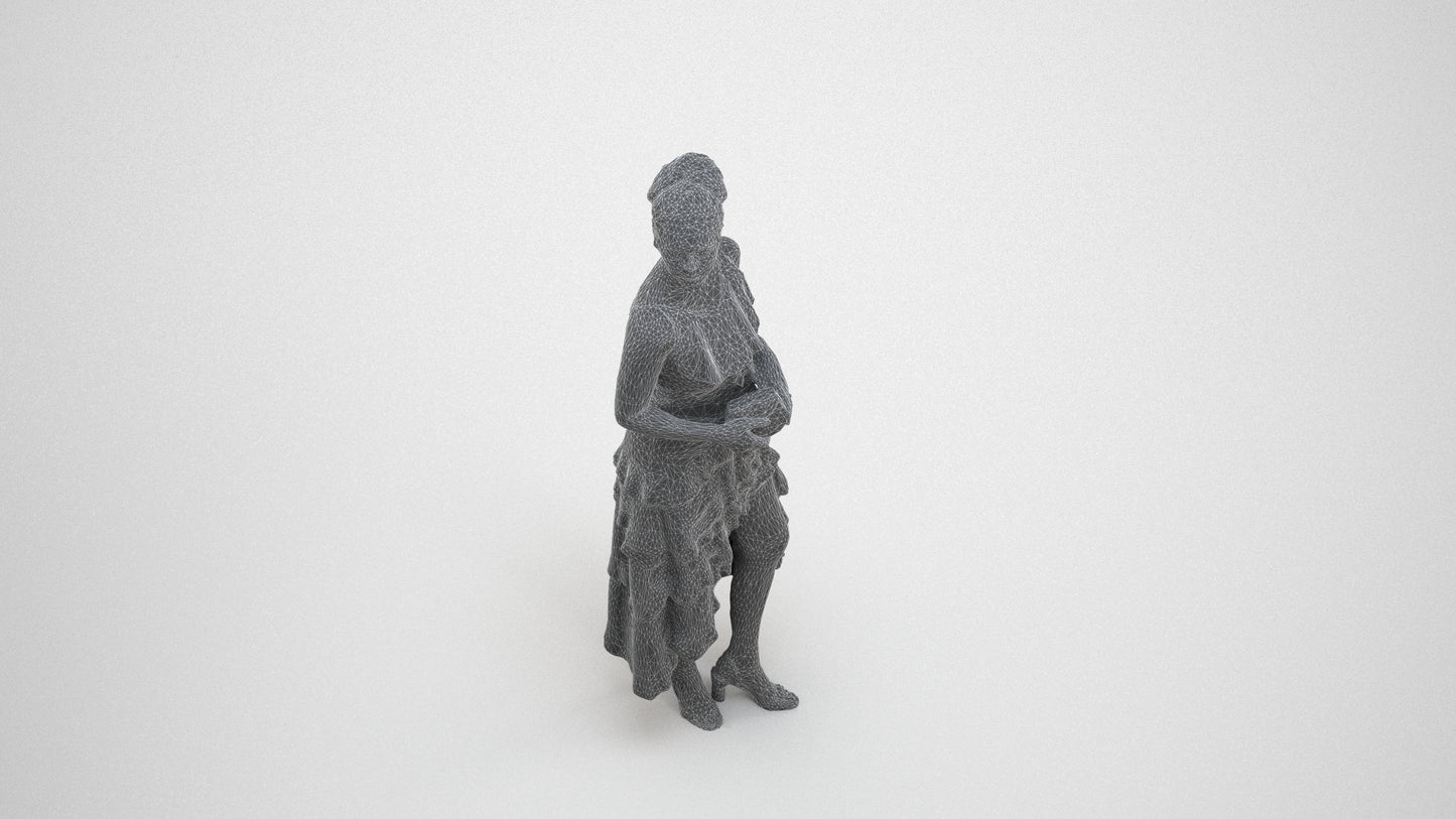 scanned 3D woman formal formalaffairs, photogrammetry people for Enscape and V-Ray, wireframe three-quarter view
