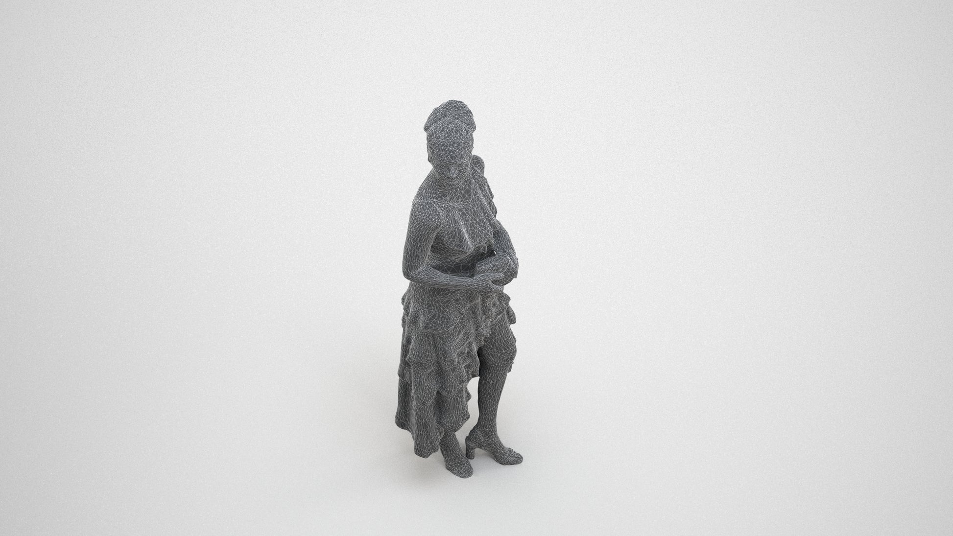 scanned 3D woman formal formalaffairs, photogrammetry people for Enscape and V-Ray, wireframe three-quarter view
