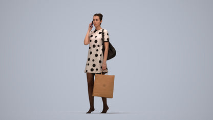 3D people model woman casual mix, scanned human for 3ds Max rendering, top-down view render