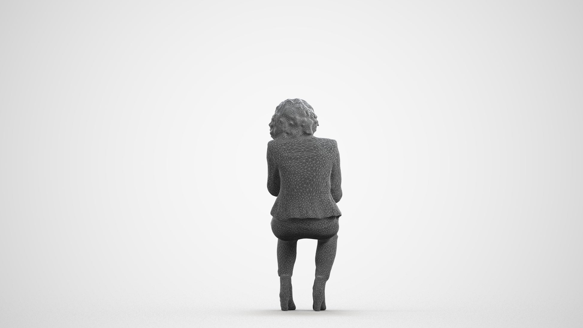 3D human model woman business, photogrammetry scanned person for archviz, square thumbnail