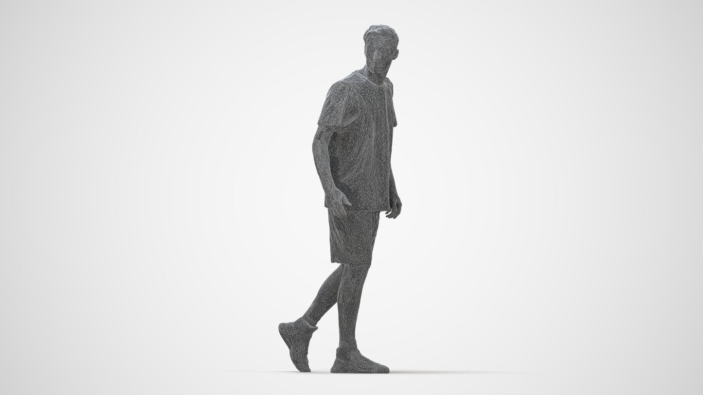 photogrammetry 3D man sport, realistic human model archviz FBX, wireframe back view