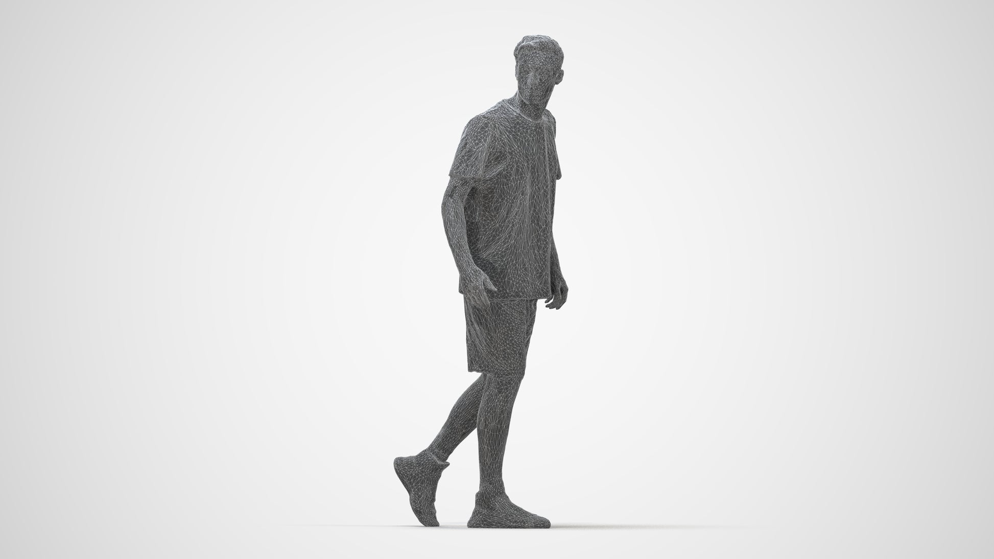 photogrammetry 3D man sport, realistic human model archviz FBX, wireframe back view