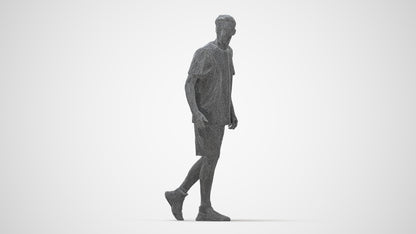 photogrammetry 3D man sport, realistic human model archviz FBX, wireframe back view