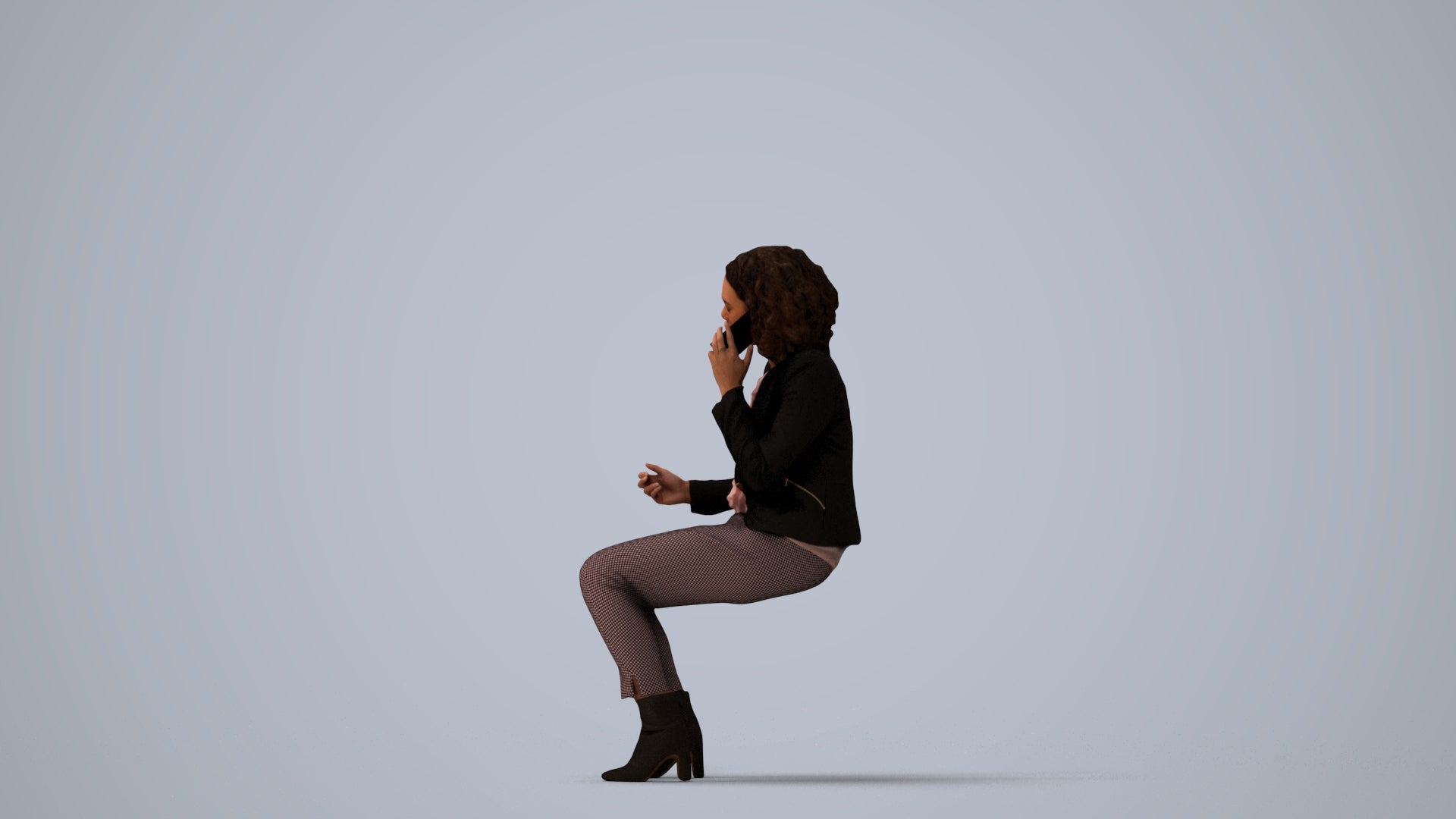 3D people model woman business, scanned human for 3ds Max rendering, three-quarter view render