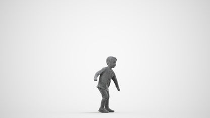 photogrammetry 3D boy casual kids, realistic human model archviz FBX, wireframe side view