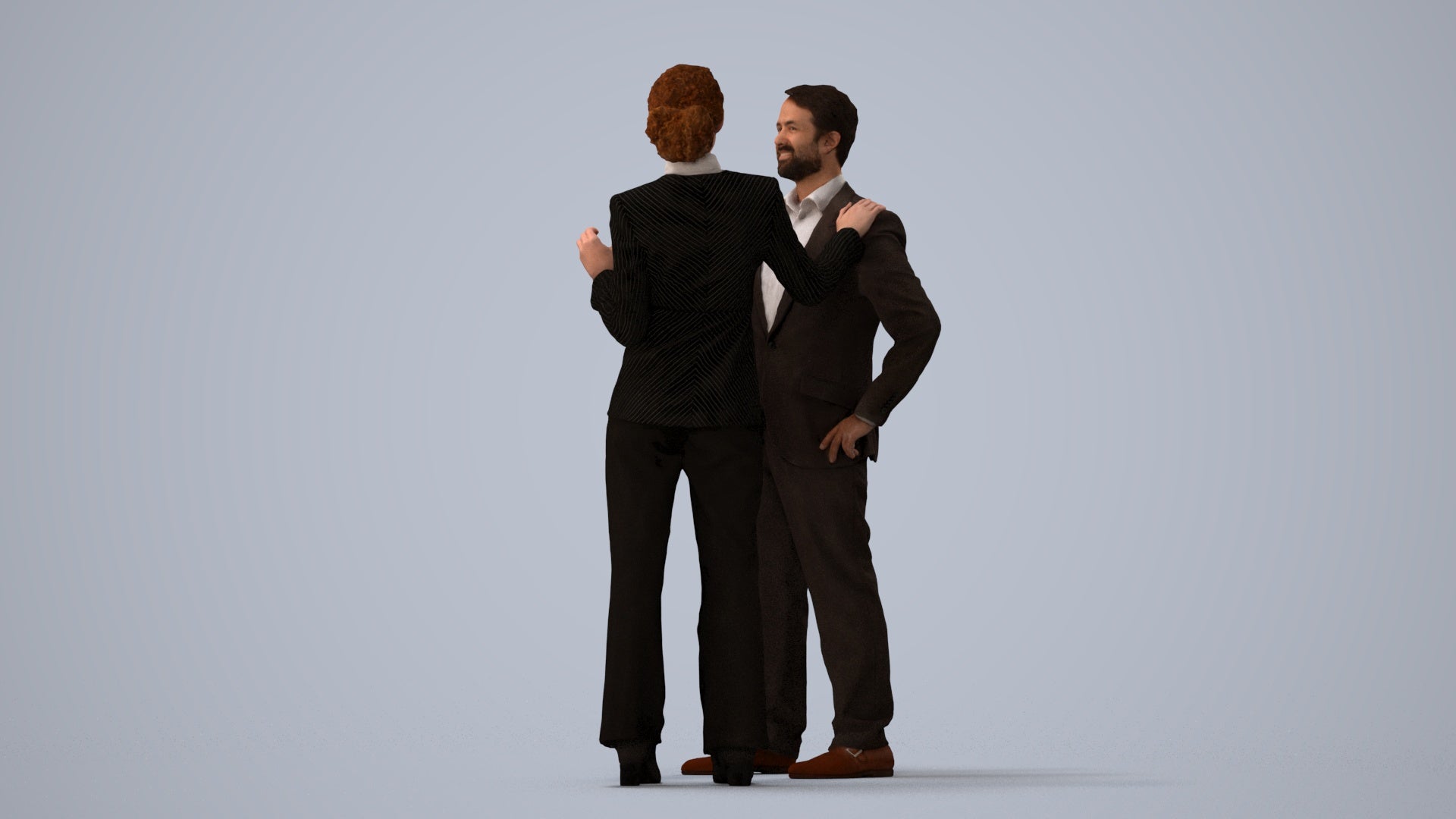 realistic 3D man business shopping, scanned archviz people for Blender and 3ds Max, three-quarter view render