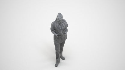 realistic 3D people woman medical, render-ready for V-Ray and Corona, FBX OBJ, wireframe three-quarter view