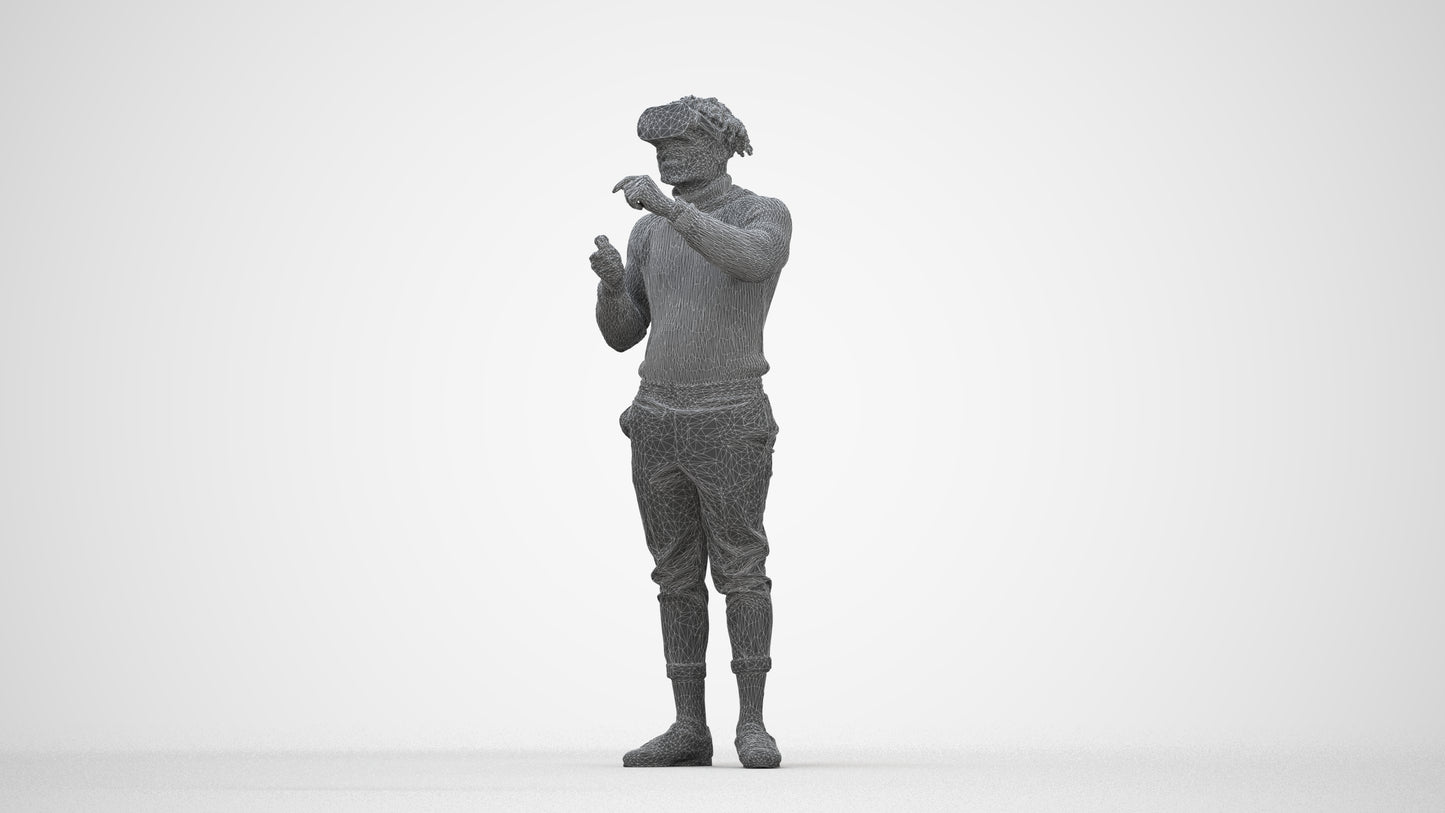 3D people model man casual standing, scanned human for 3ds Max rendering, wireframe back view