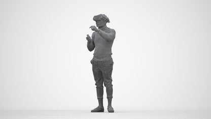 3D people model man casual standing, scanned human for 3ds Max rendering, wireframe back view