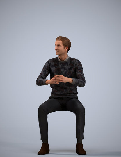 3D human model man casual business, photogrammetry scanned person for archviz