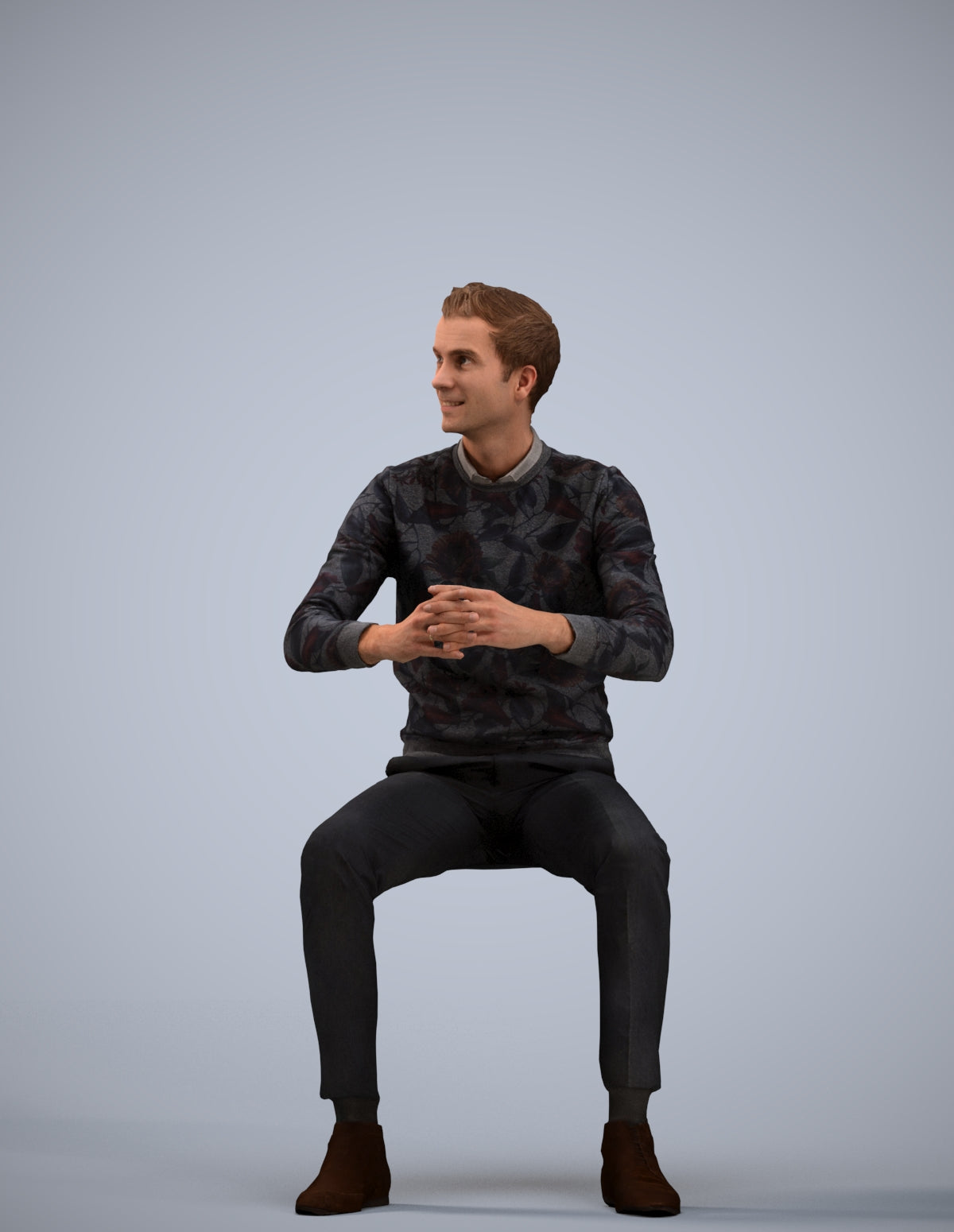 3D human model man casual business, photogrammetry scanned person for archviz