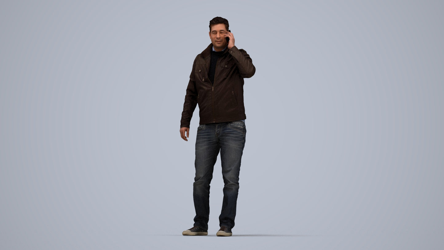 realistic 3D people man casual standing, render-ready for V-Ray and Corona, FBX OBJ, top-down view render