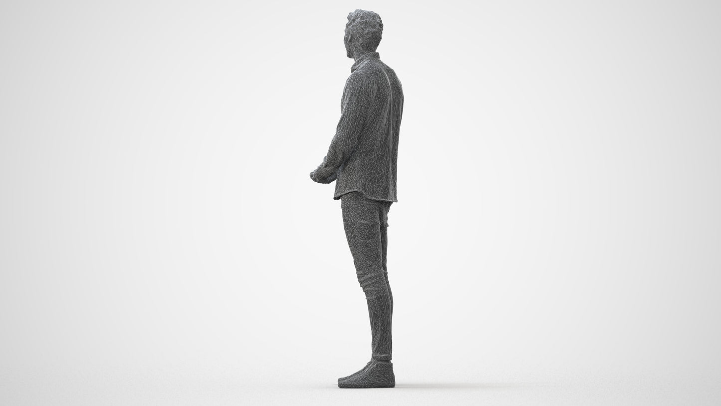 realistic 3D human man casual standing, archviz people FBX OBJ for Blender, square thumbnail