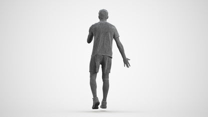 3D human model man sport, photogrammetry scanned person for archviz, wireframe front view