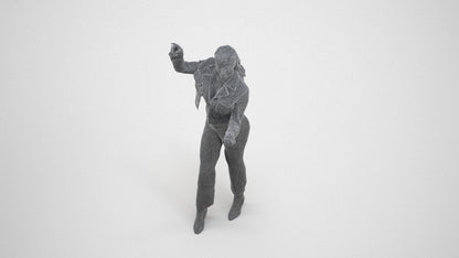 photogrammetry 3D woman business standing, realistic human model archviz FBX, wireframe three-quarter view