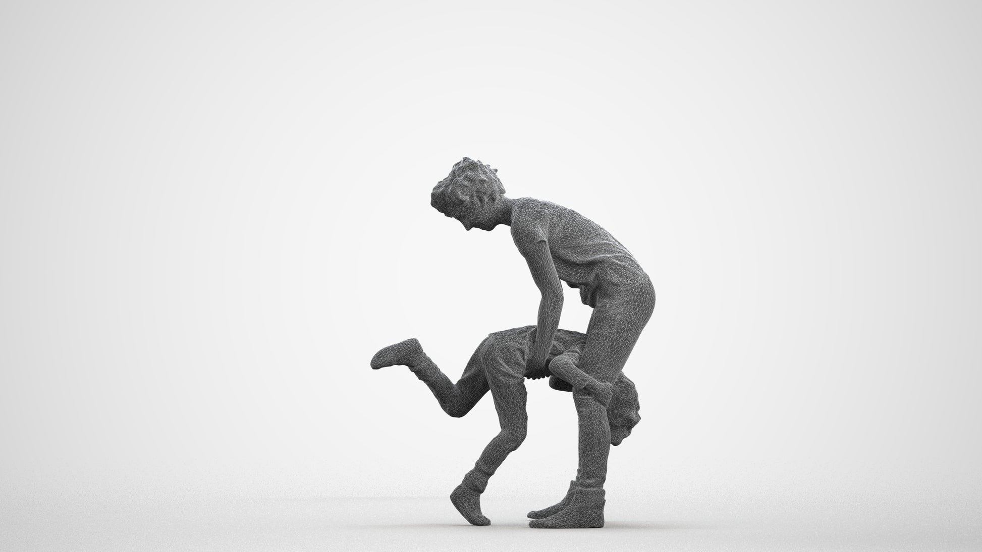 photogrammetry 3D girl kids, realistic human model archviz FBX, wireframe front view