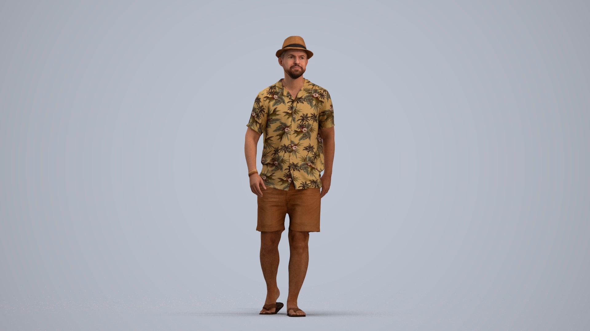 3D human model man walking, photogrammetry scanned person for archviz, standing pose render