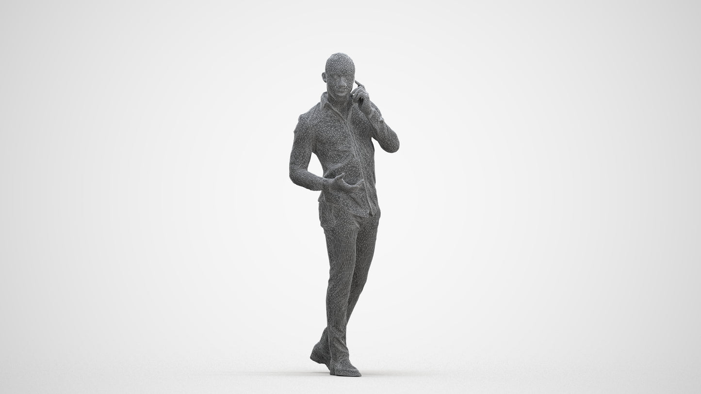 realistic 3D people man business walking, render-ready for V-Ray and Corona, FBX OBJ, three-quarter front view render