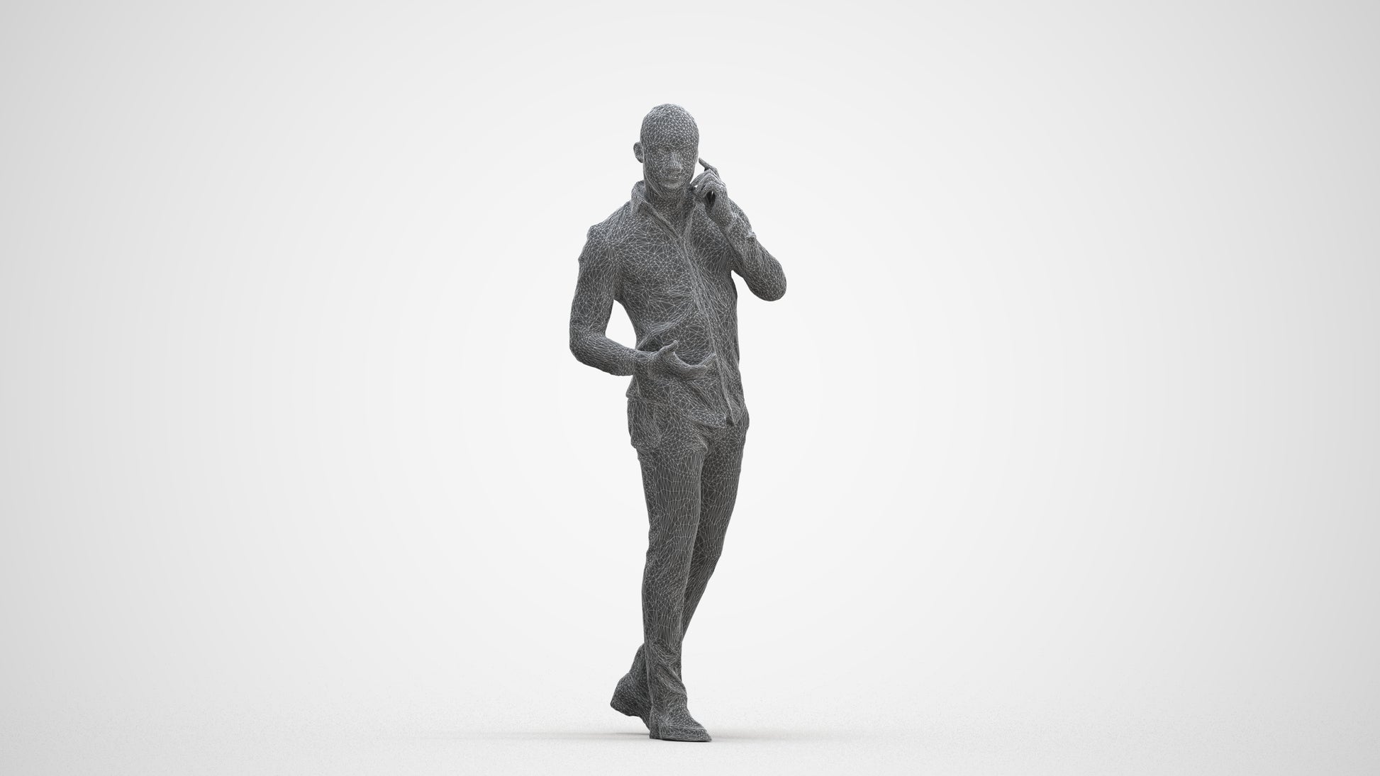 realistic 3D people man business walking, render-ready for V-Ray and Corona, FBX OBJ, three-quarter front view render