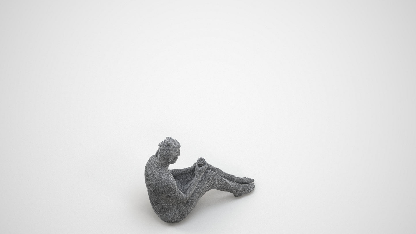 scanned 3D woman mix, photogrammetry people for Enscape and V-Ray, wireframe three-quarter view