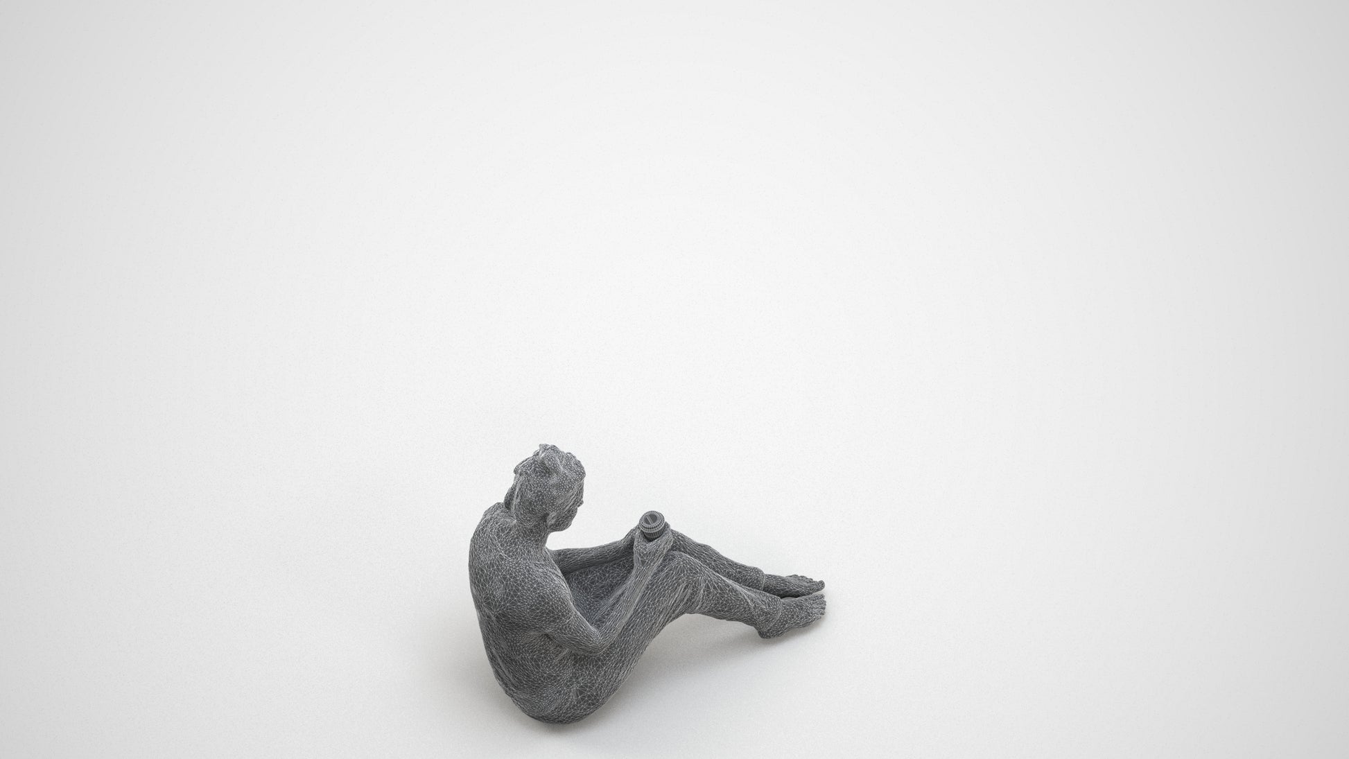 scanned 3D woman mix, photogrammetry people for Enscape and V-Ray, wireframe three-quarter view