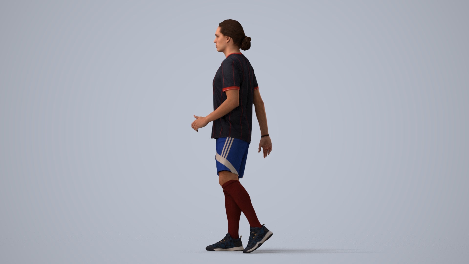photogrammetry 3D man sport, realistic human model archviz FBX, three-quarter view render