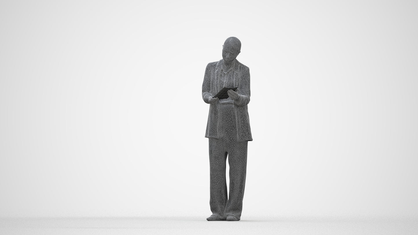 realistic 3D people woman business, render-ready for V-Ray and Corona, FBX OBJ, wireframe back view