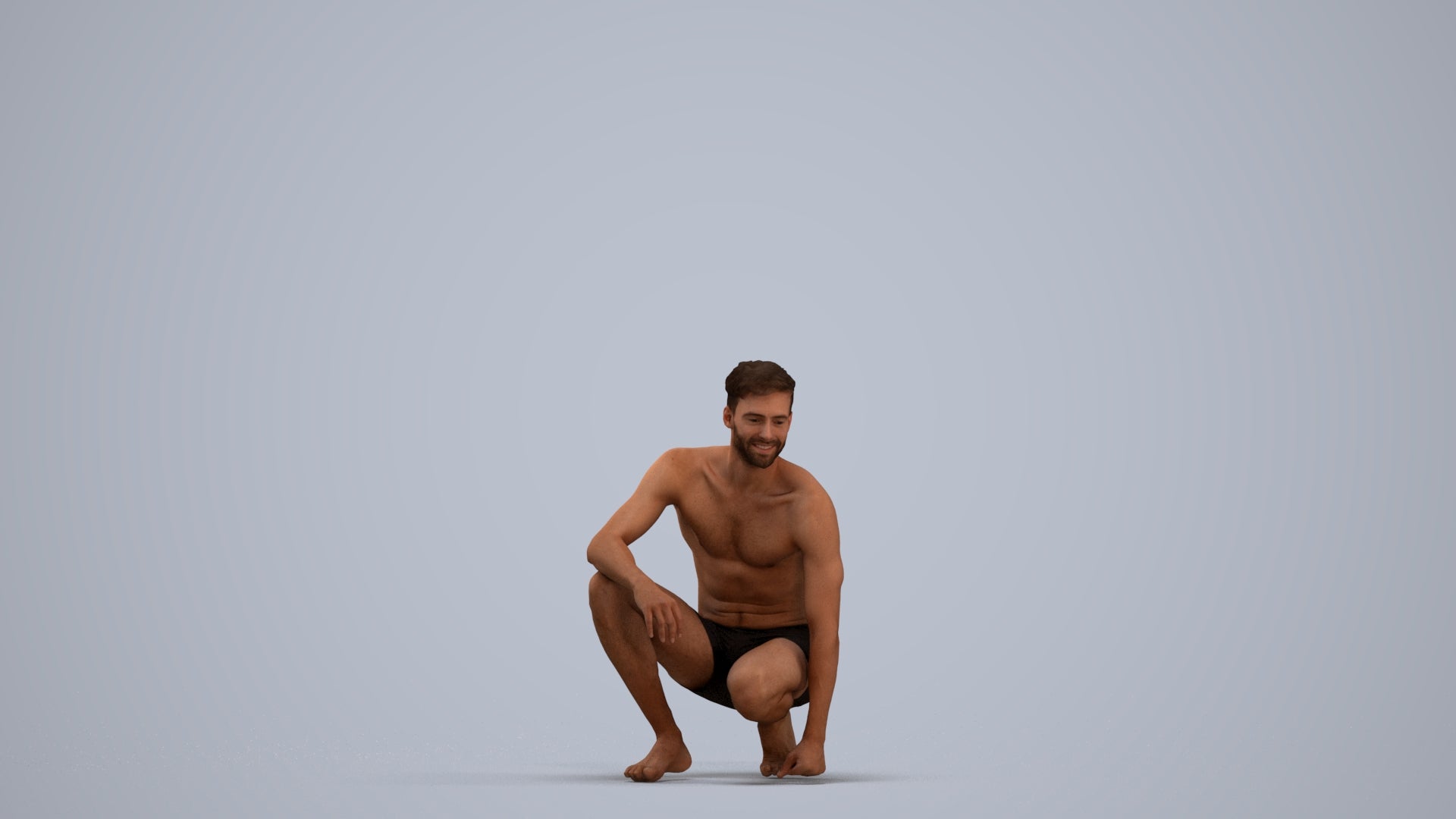 3D people model man pool, scanned human for 3ds Max rendering, standing pose render
