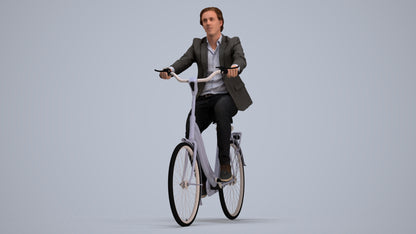 scanned 3D man business cycling, photogrammetry people for Enscape and V-Ray, standing pose render