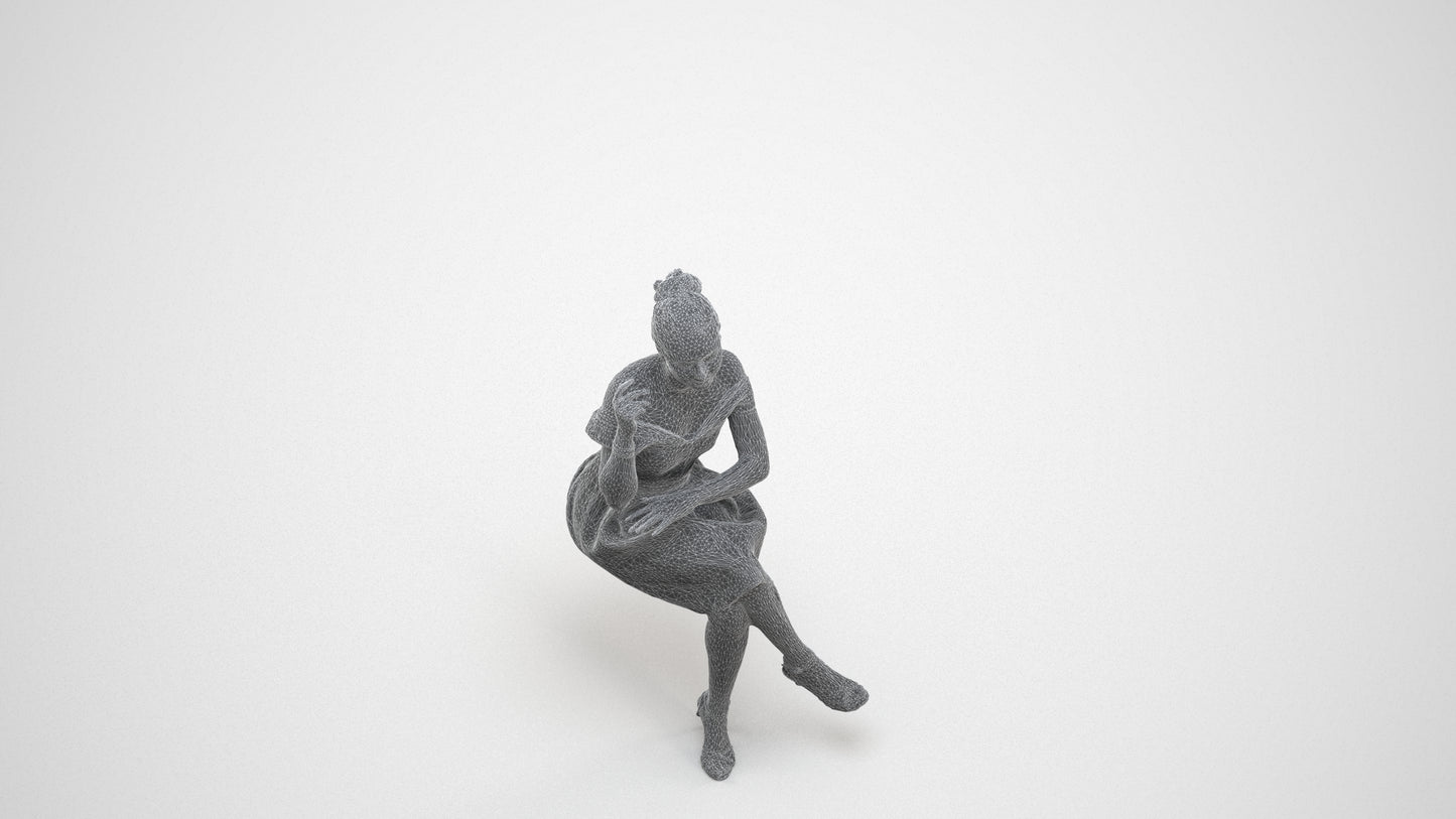 3D people model woman formal formalaffairs, scanned human for 3ds Max rendering, wireframe three-quarter view