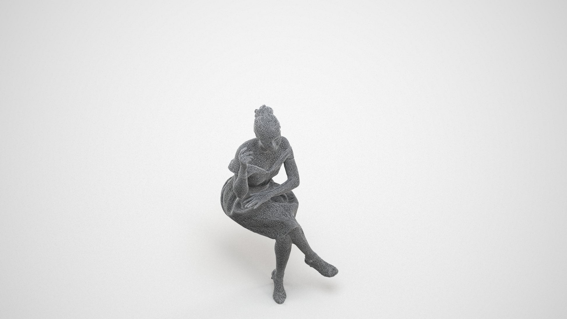3D people model woman formal formalaffairs, scanned human for 3ds Max rendering, wireframe three-quarter view