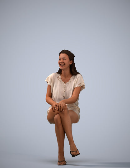 photogrammetry 3D woman casual sitting, realistic human model archviz FBX