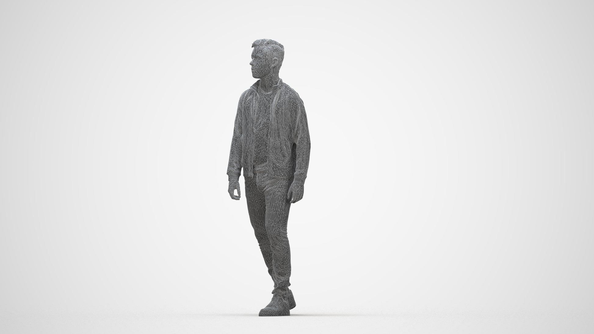 realistic 3D boy casual kids, scanned archviz people for Blender and 3ds Max, wireframe back view