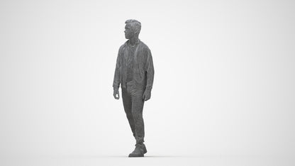 realistic 3D boy casual kids, scanned archviz people for Blender and 3ds Max, wireframe back view
