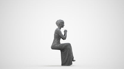 3D people model woman formal formalaffairs, scanned human for 3ds Max rendering, wireframe side view