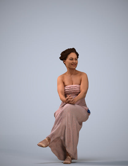 photogrammetry 3D woman casual sitting, realistic human model archviz FBX