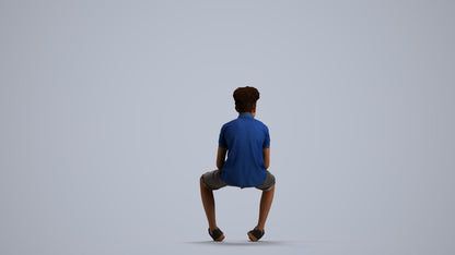 3D scanned boy kids casual, photorealistic archviz people for Enscape and SketchUp, front view render