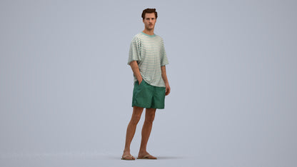 3D scanned man standing casual, photorealistic archviz people for Enscape and SketchUp, standing pose render