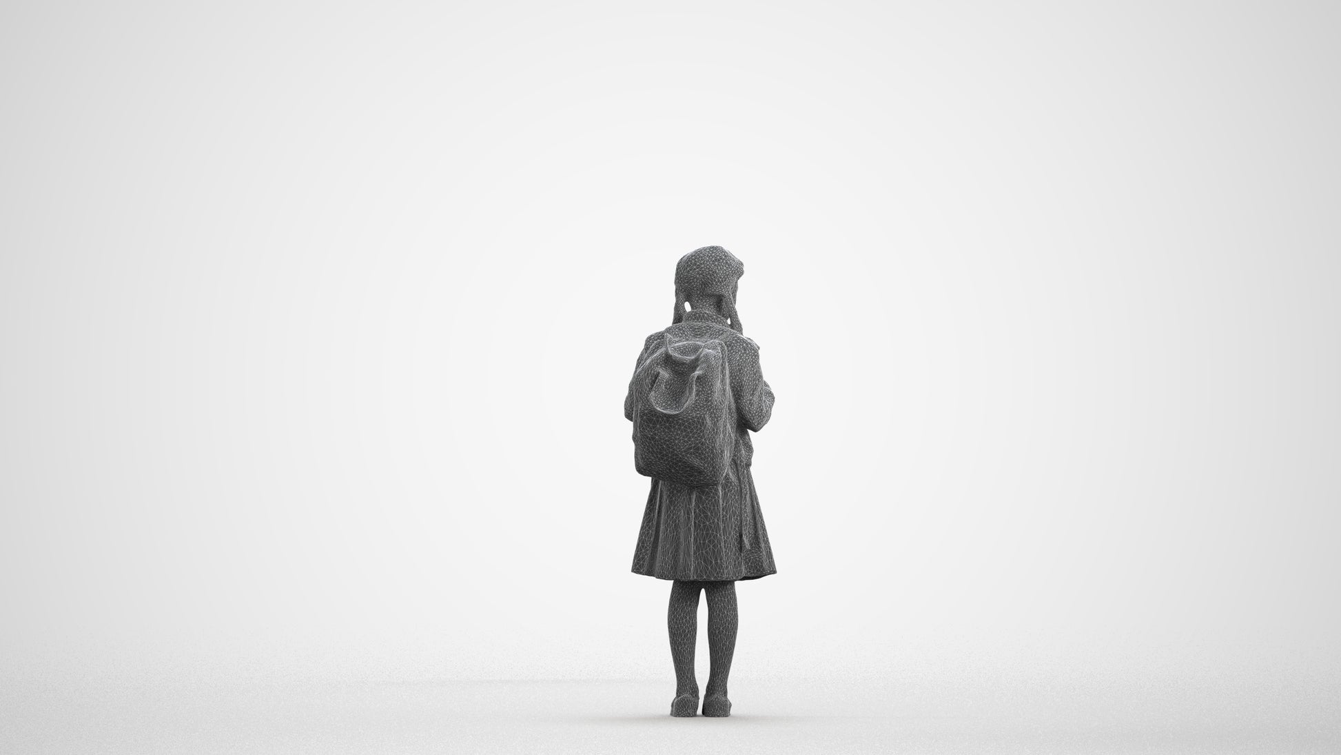 photogrammetry 3D girl kids, realistic human model archviz FBX, wireframe front view