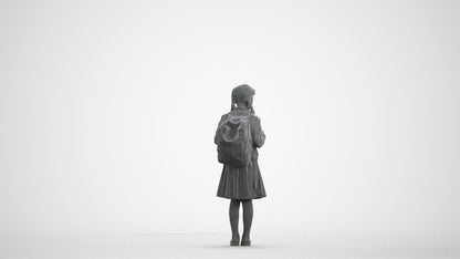 photogrammetry 3D girl kids, realistic human model archviz FBX, wireframe front view