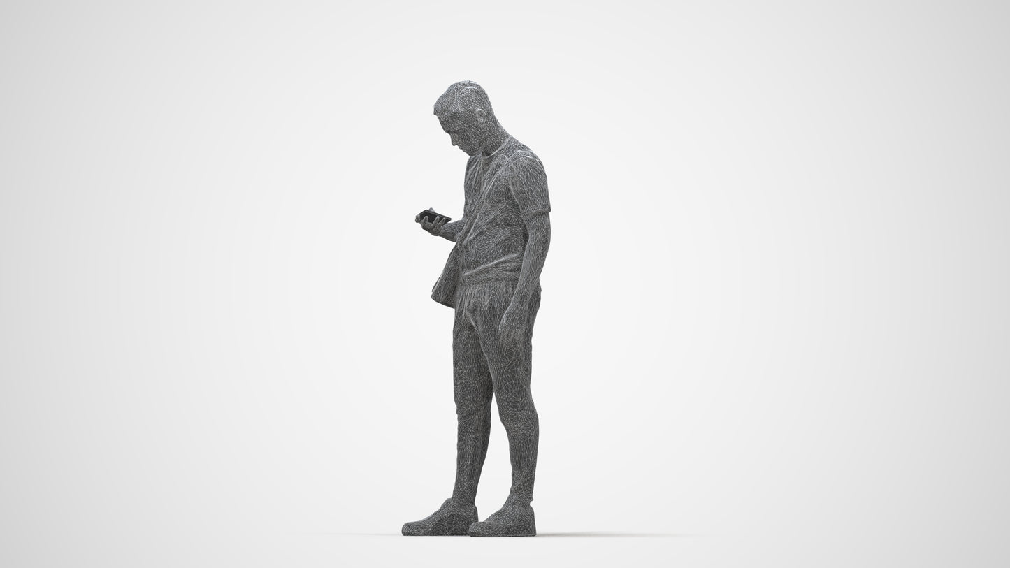 realistic 3D boy casual kids, scanned archviz people for Blender and 3ds Max, wireframe back view