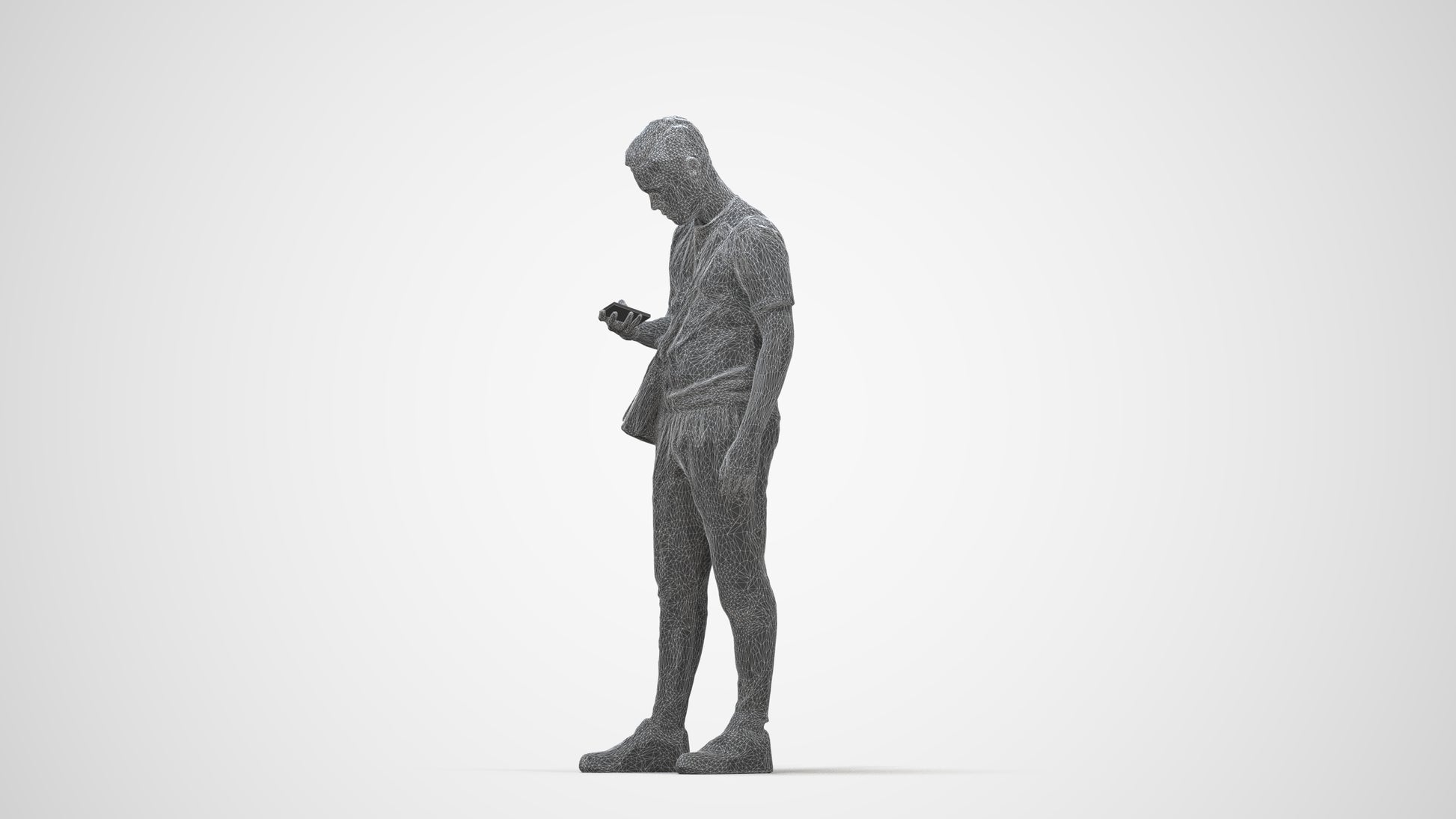 realistic 3D boy casual kids, scanned archviz people for Blender and 3ds Max, wireframe back view
