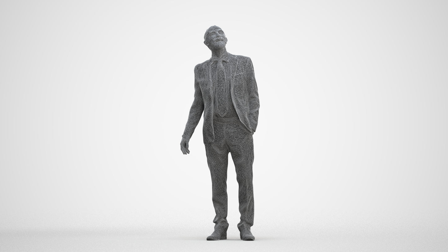 3D people model senior man business, scanned human for 3ds Max rendering, three-quarter front view render